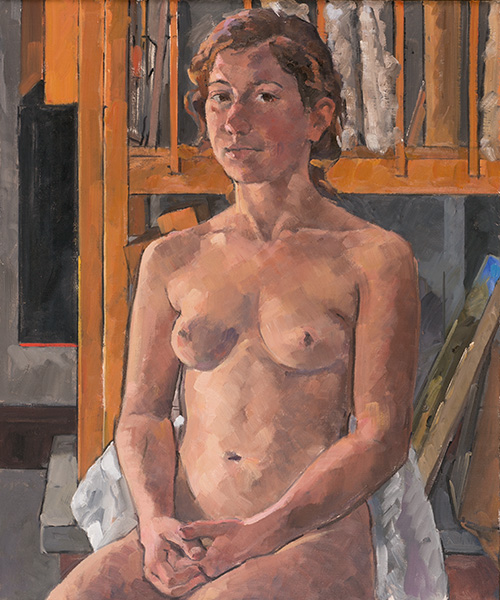 Jackie seated by Frederick Ortner