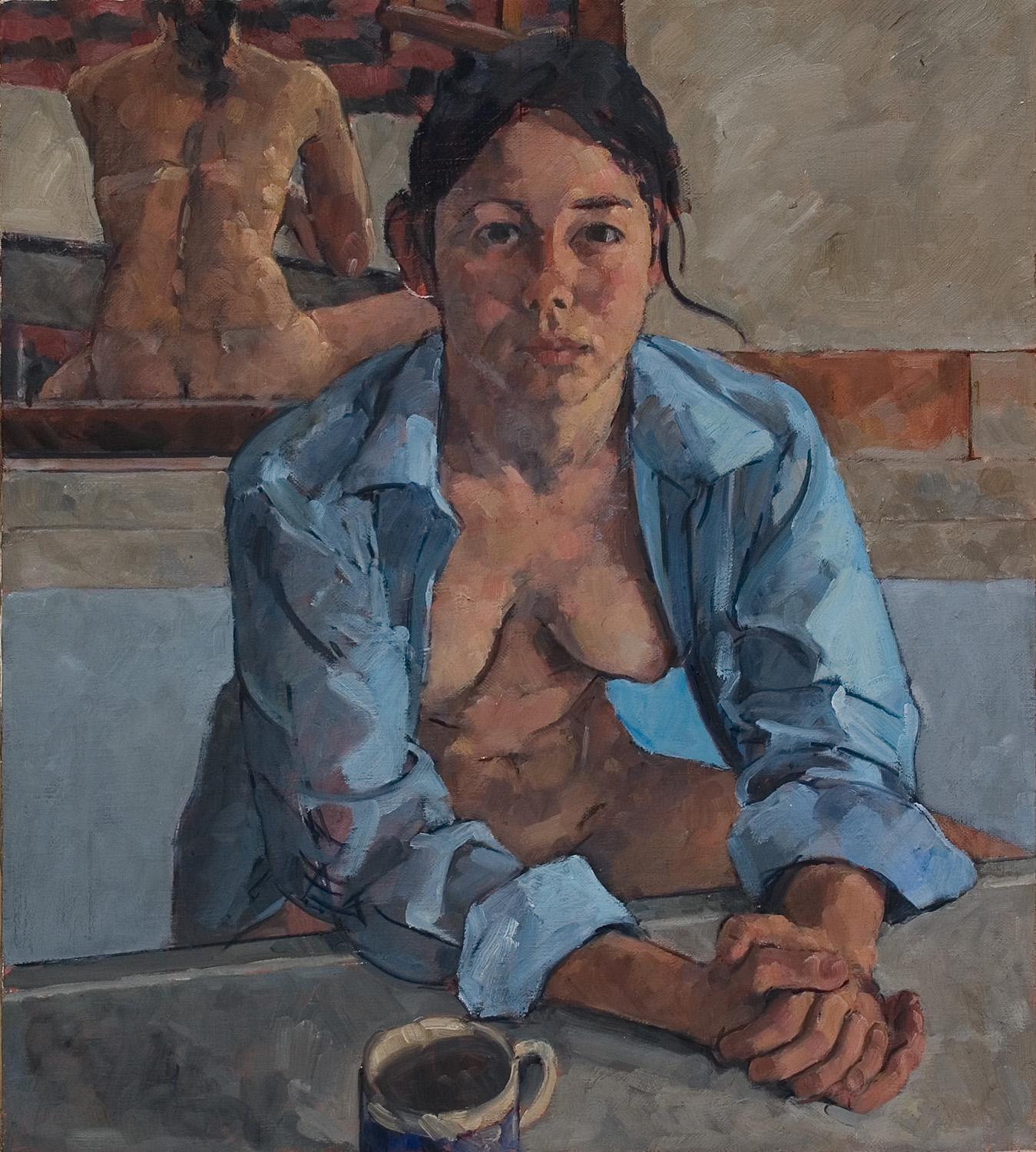 Jolie in blue shirt by Frederick Ortner