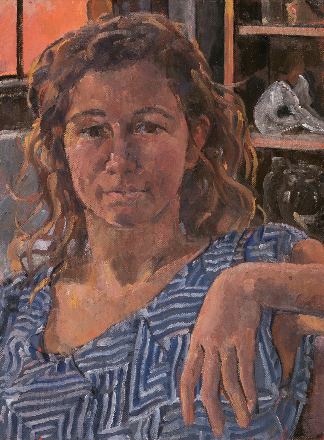 Jackie in striped dress by Frederick Ortner (larger)